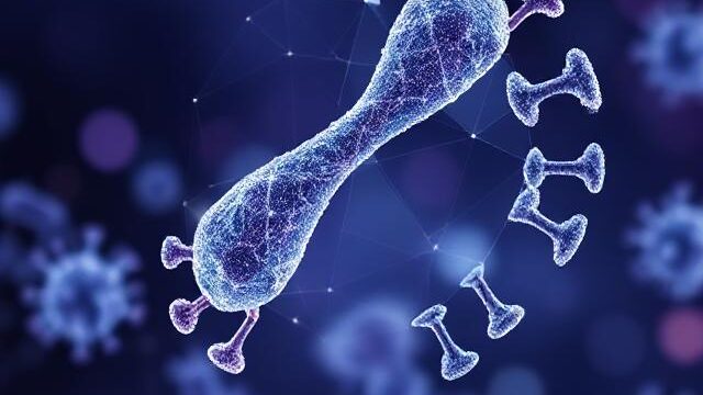 Advancements in Antibody Technology, blue antibody geometry art