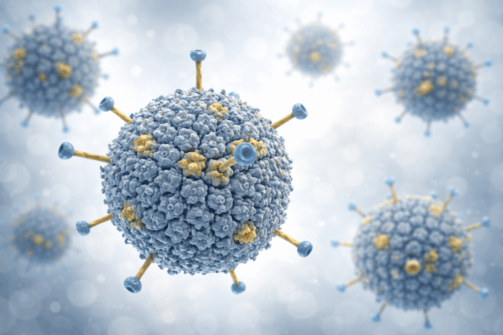 Artistic rendition of Viruses cool geometry symmetry grey orange white colors