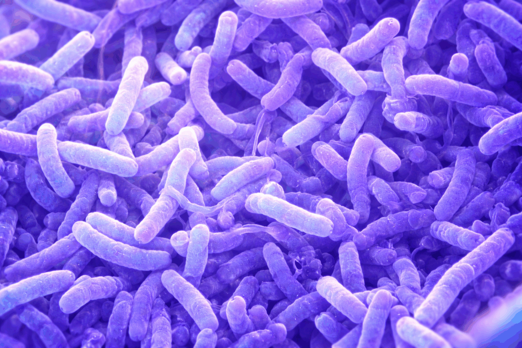Vibrio cholerae purple microscopic graphic of cells