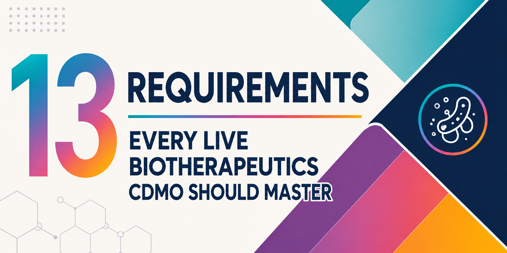 13 Requirements of a leading Live Biotherapeutics CDMO